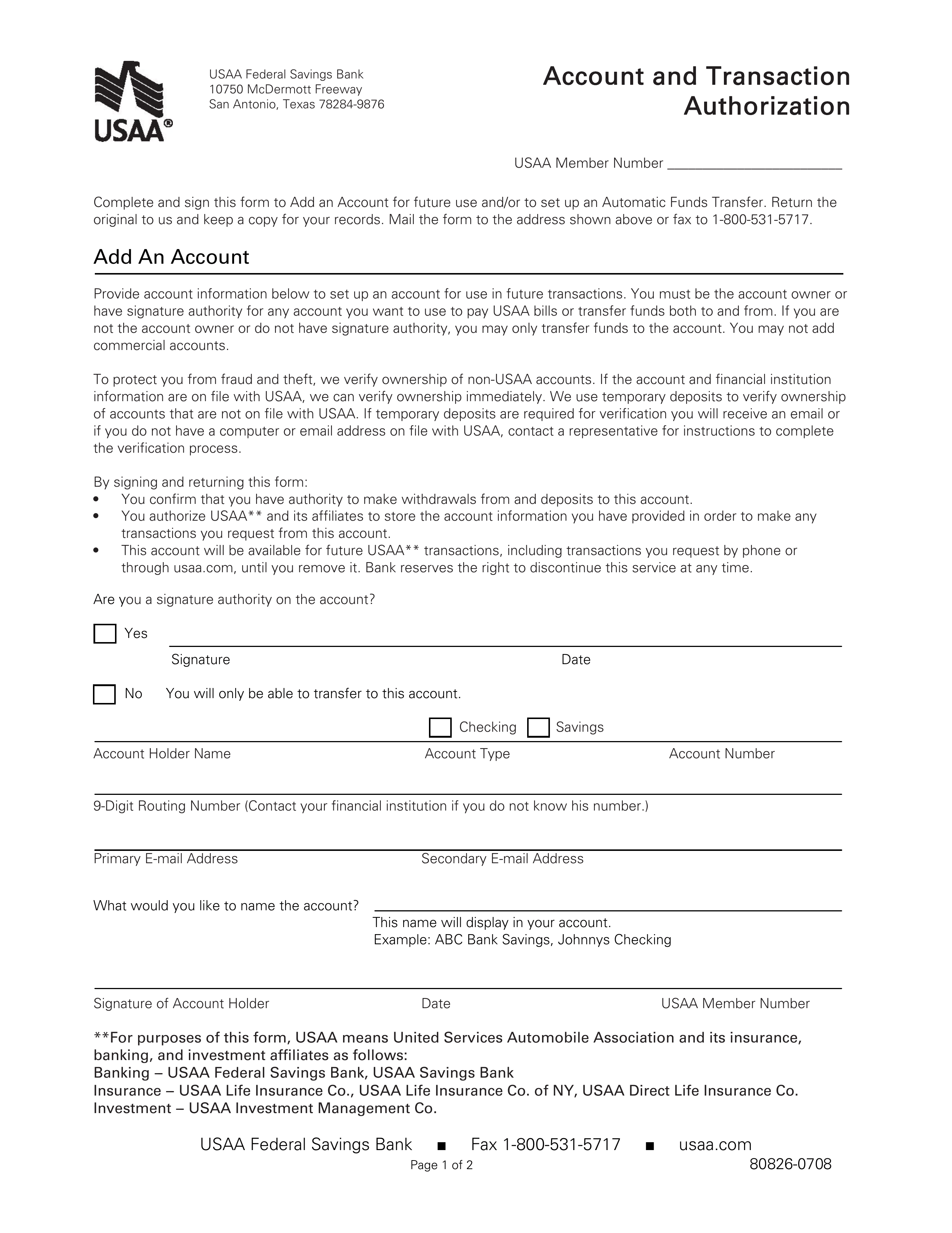 Free Usaa Direct Deposit Authorization Form Pdf Eforms