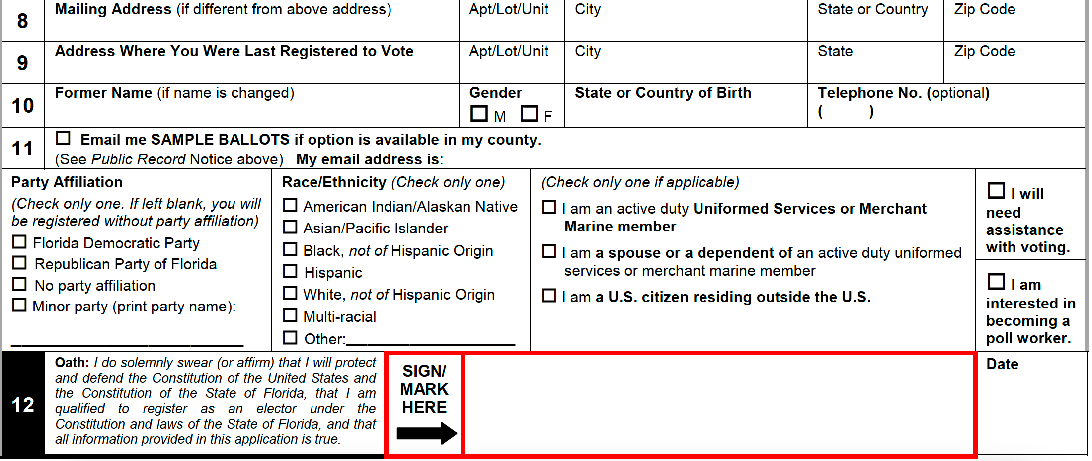 Free Florida Voter Registration Form Register To Vote In Fl Pdf Eforms