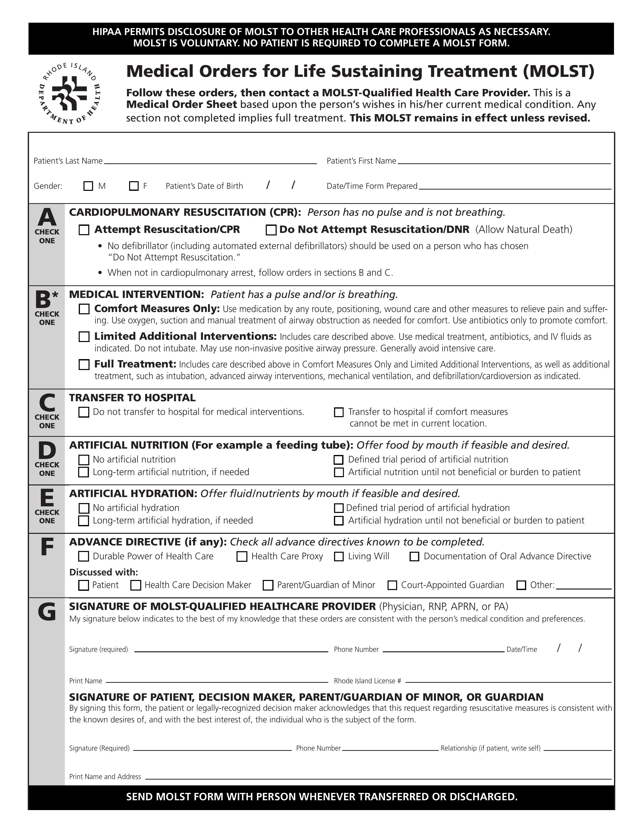 Free Rhode Island Do Medical Orders For Life Sustaining Treatment Molst Pdf Eforms