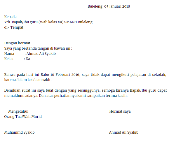 Contoh Surat Izin Sakit Siswa Psht Nusagates Contoh Surat Izin Sakit Siswa Psht Nusagates