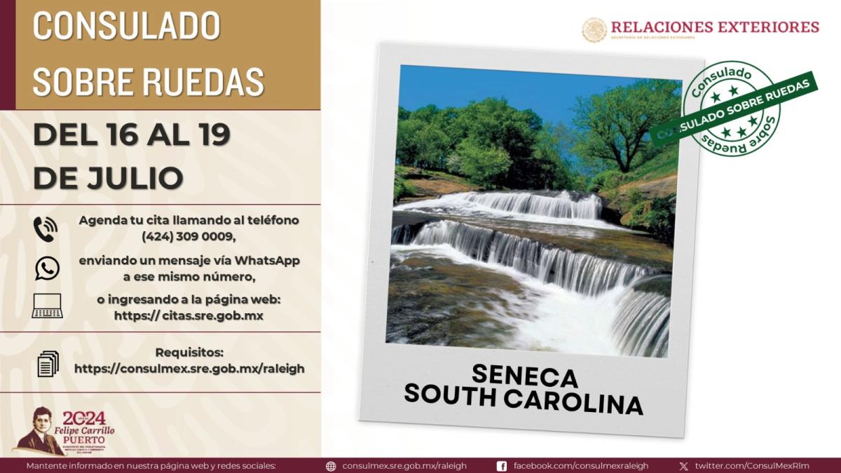 Consulado sobre Ruedas de México en Seneca Carolina del Sur del 16 al 19 de julio