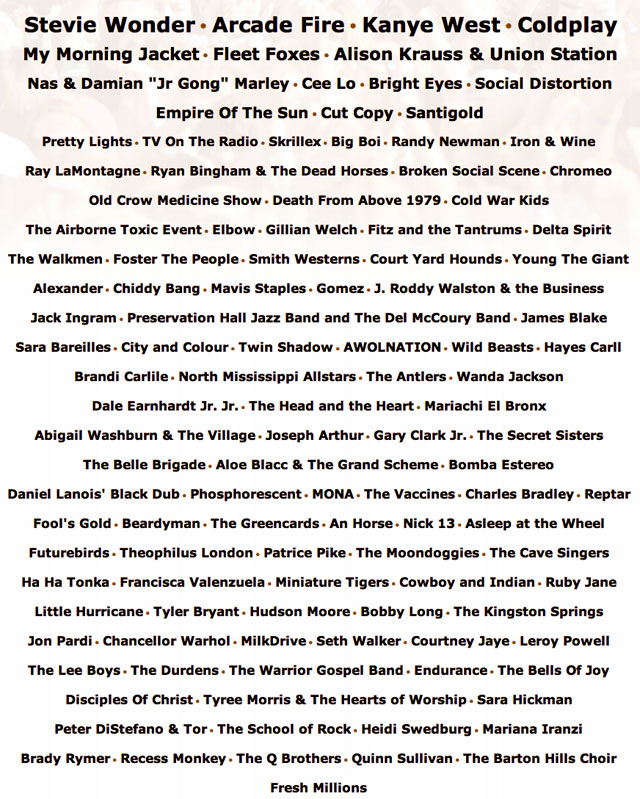 Austin City Limits 2011 Lineup