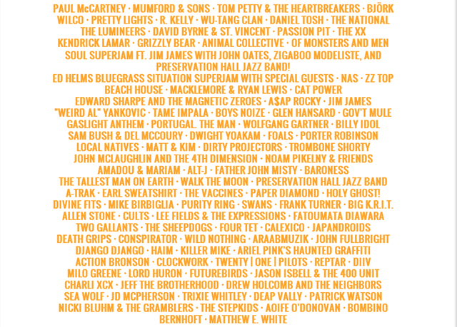 Bonnaroo Music and Arts Festival in Manchester, TN has announced its starting lineup
