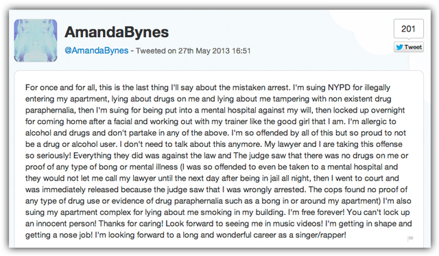 amanda bynes suing everybody allergic to drugs
