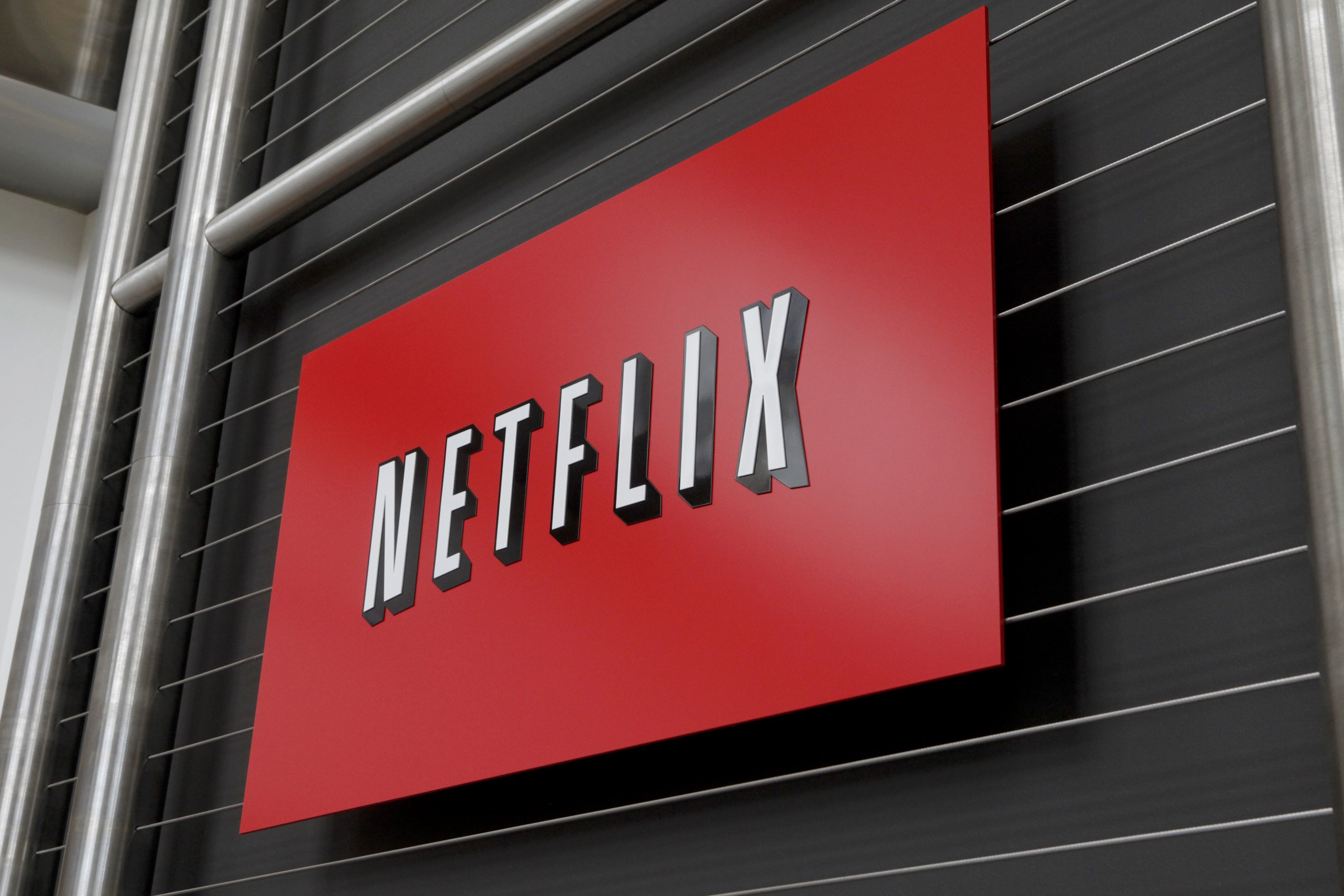 The Netflix company logo is seen at Netflix headquarters in Los Gatos, CA on Wednesday, April 13, 2011.   AFP PHOTO / Ryan Anson (Photo credit should read Ryan Anson/AFP/Getty Images)