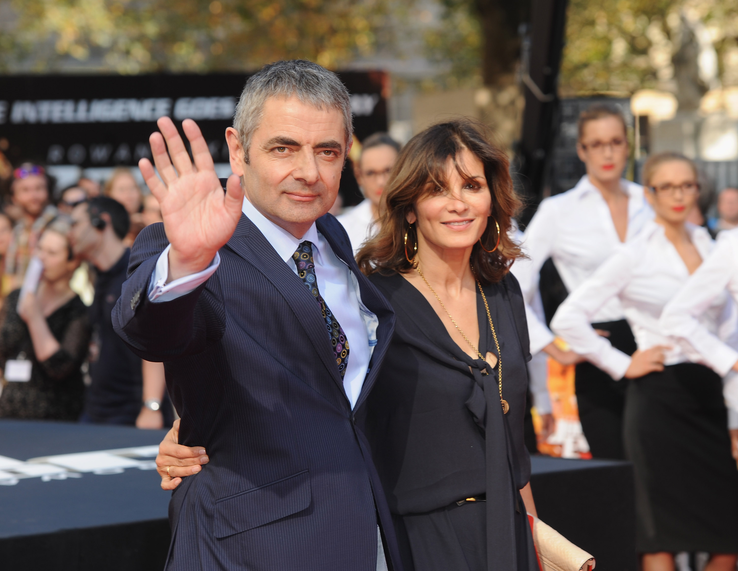 Rowan Atkinson and his wife Sunetra Sastry