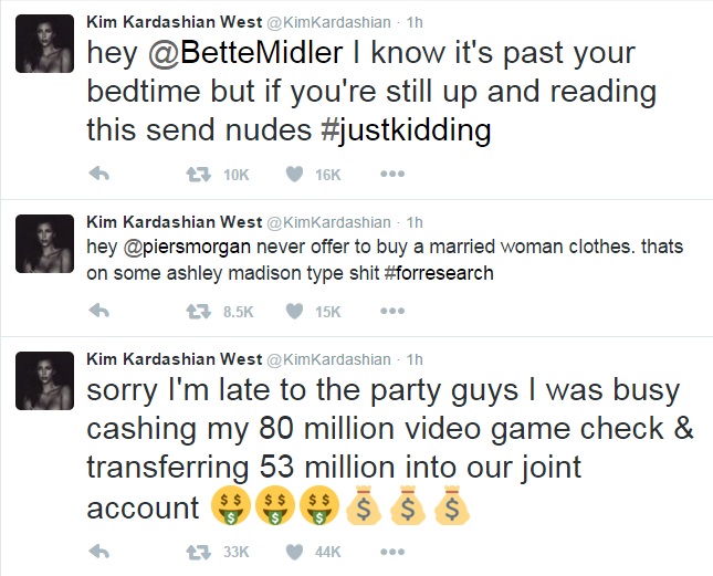 Kim Kardashian, Kim Kardashian Twitter Hacked, Kim Kardashian Tweets Bette Midler, Kim Kardashian Nude Selfie, Kim Kardashian Piers Morgan Feud