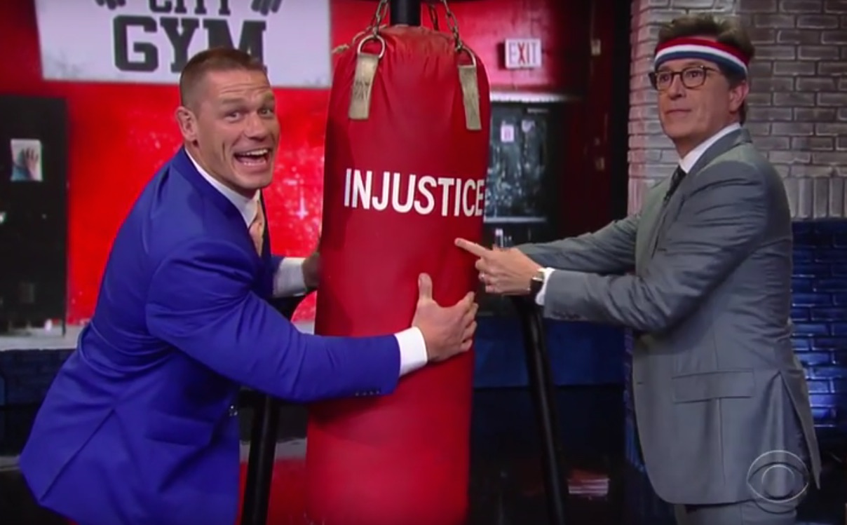 john cena, wwe, stephen colbert, donald trump, training, fighting, summer slam