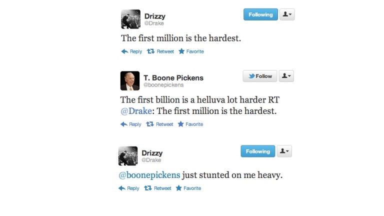 Drake and T. Boone Pickens on Twitter