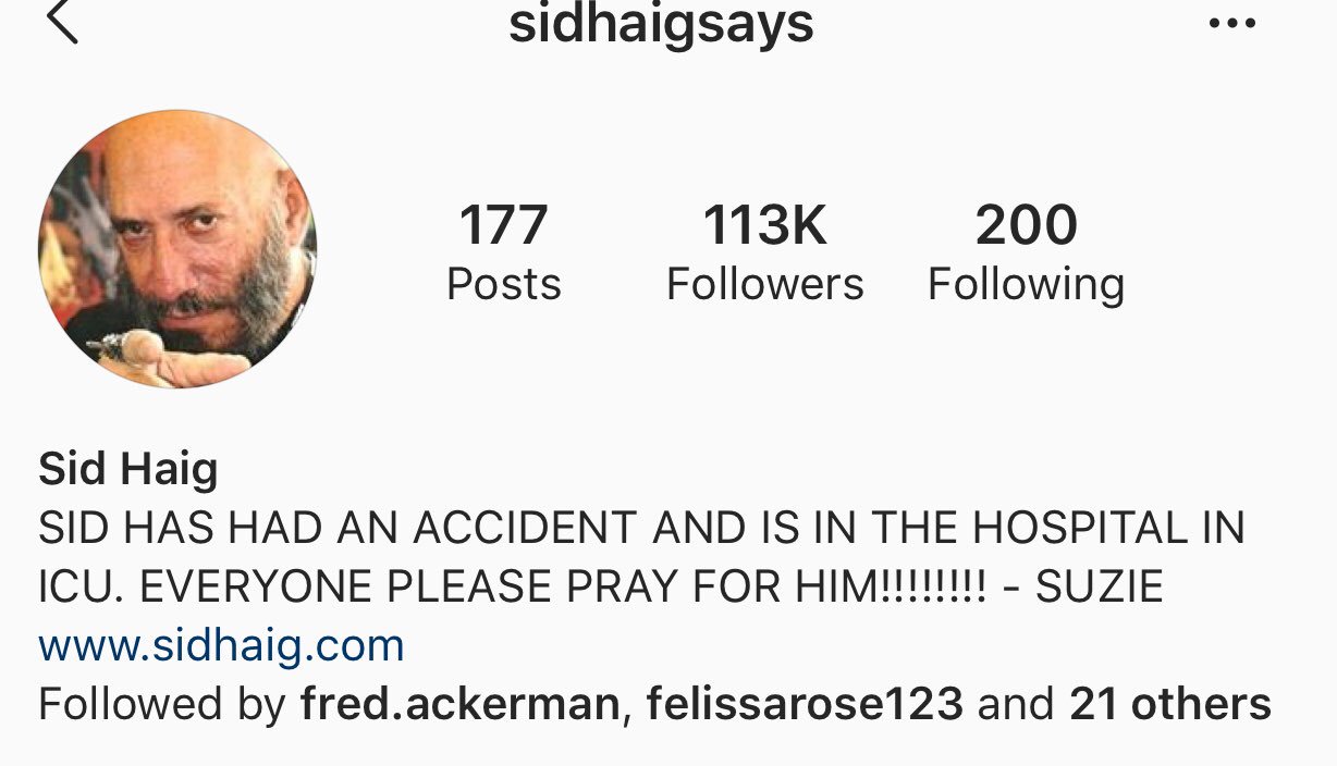 Sid Haig Instagram