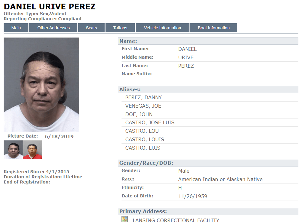 Daniel Perez Sex Offender Registry