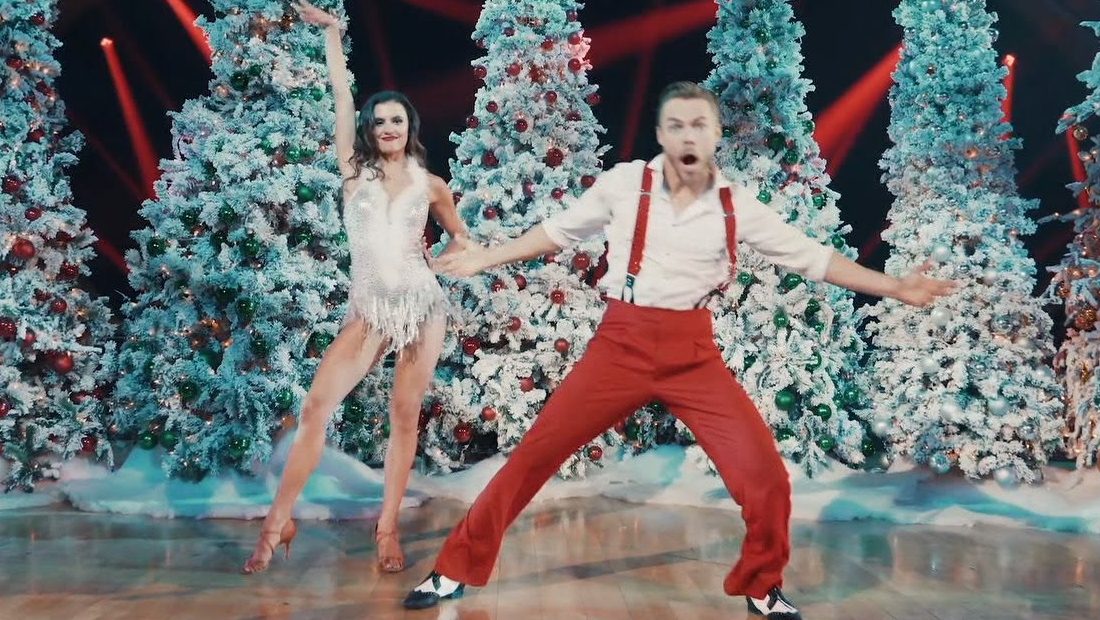 Hayley Erbert and Derek Hough perform on the Disney Holiday Singalong