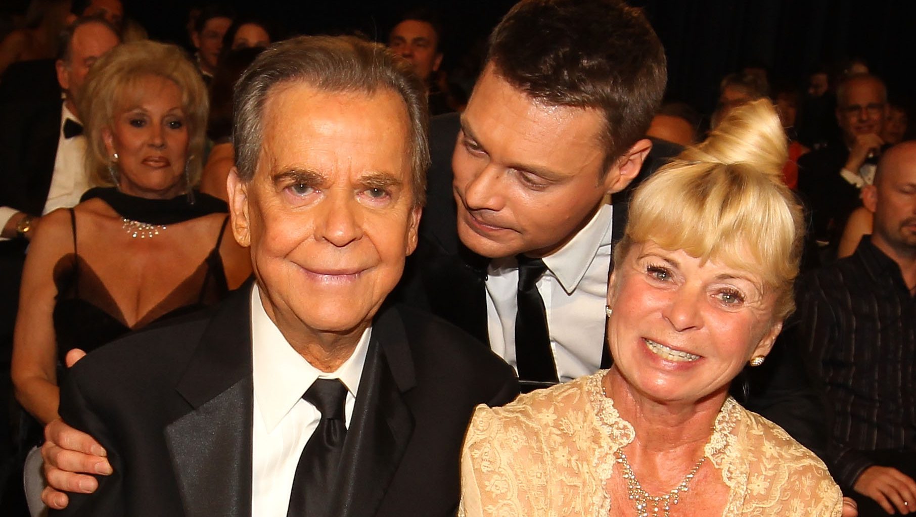 Actor Dick Clark, TV personality Ryan Seacrest and Kari Clark