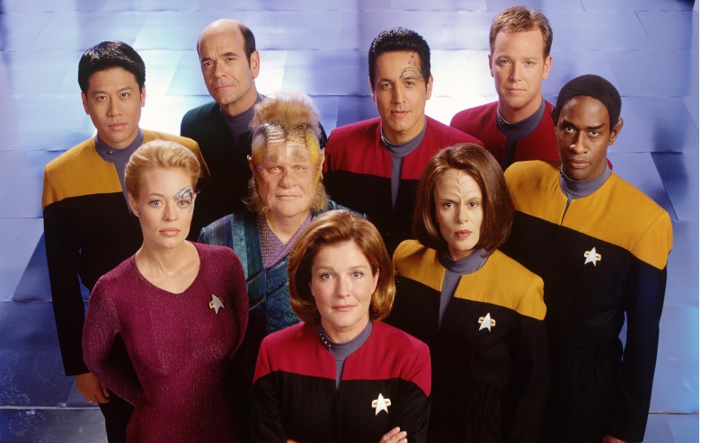 The cast of the science fiction television series, "Star Trek: Voyager."