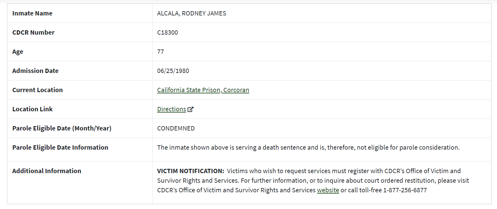 rodney alcala prison record