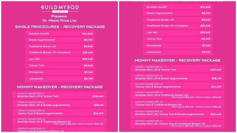 Dr Miami Price List