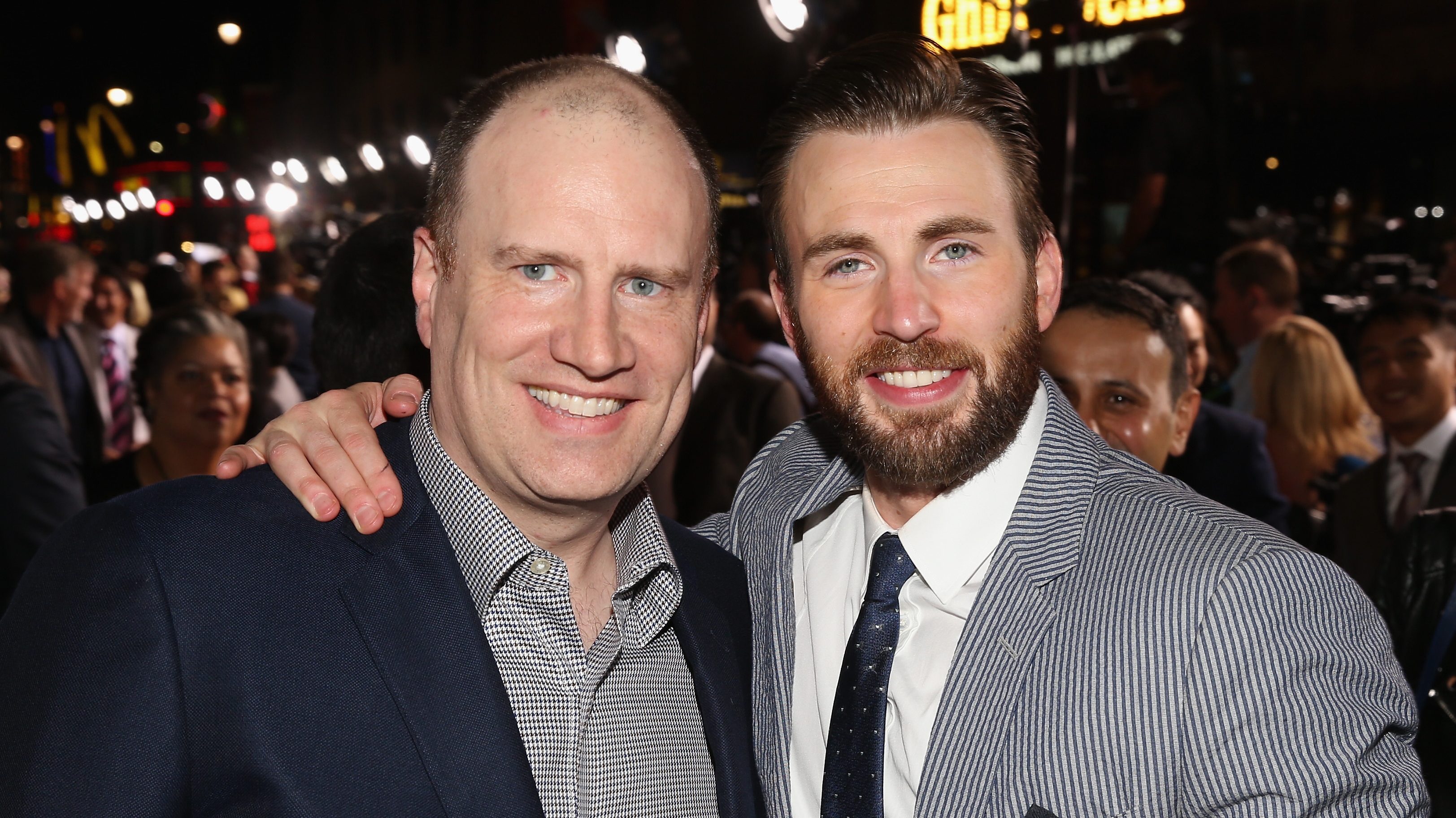 Kevin Feige and Chris Evans