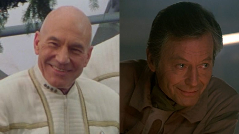 Patrick Stewart and DeForest Kelley