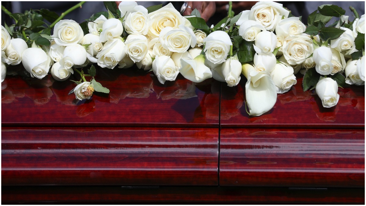 Flowers on a casket