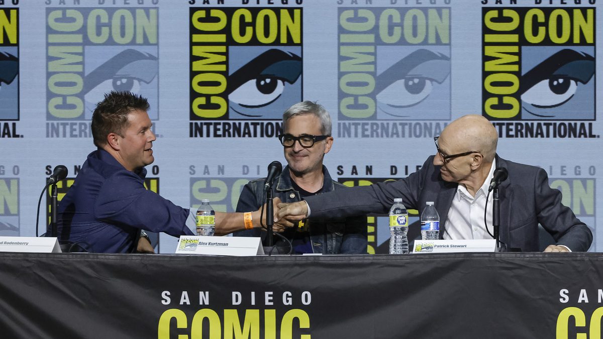 Patrick Stewart, Alex Kurtzman, and Rod Roddenberry