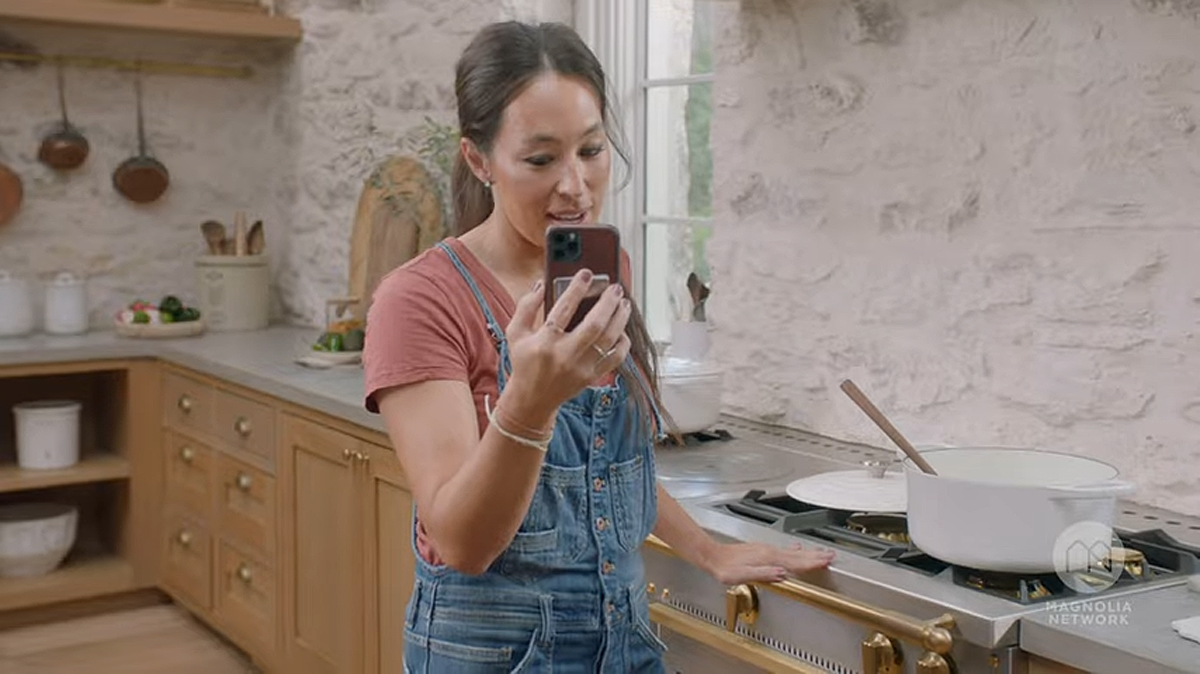 Joanna Gaines on phone