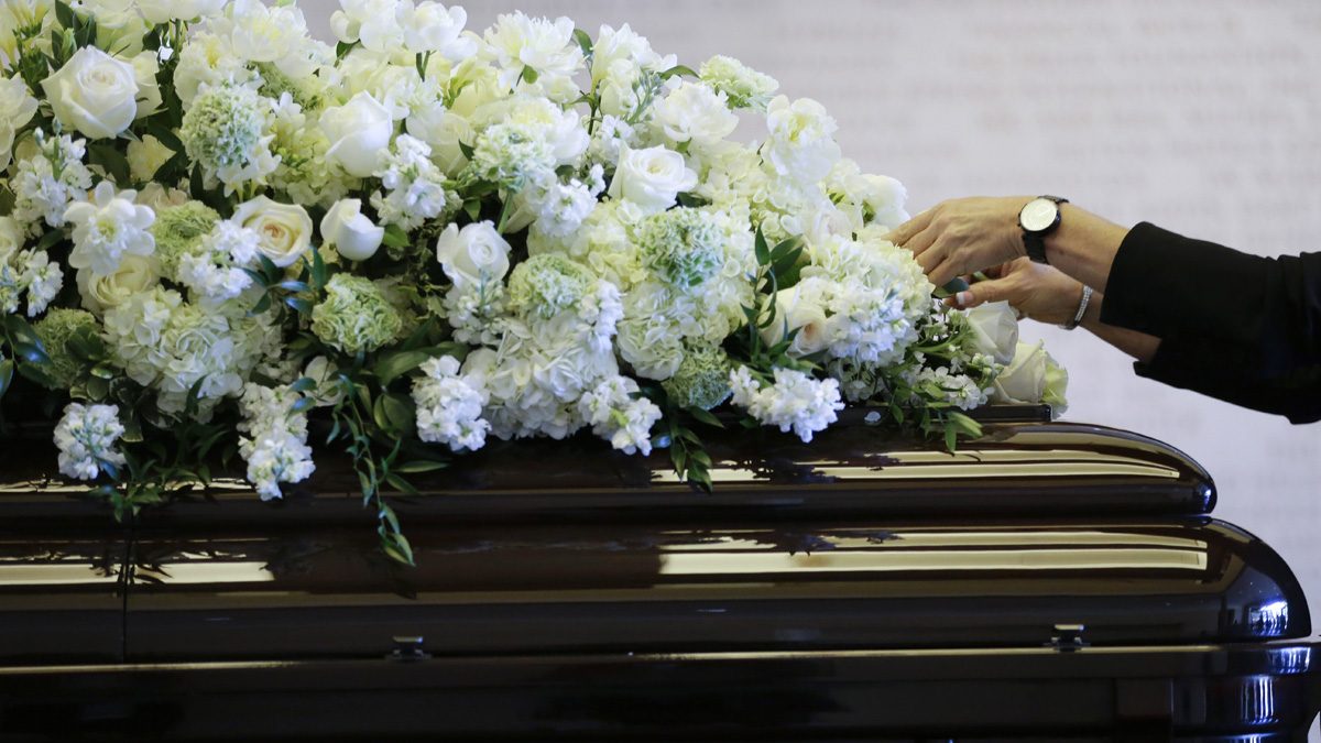 Coffin with flowers
