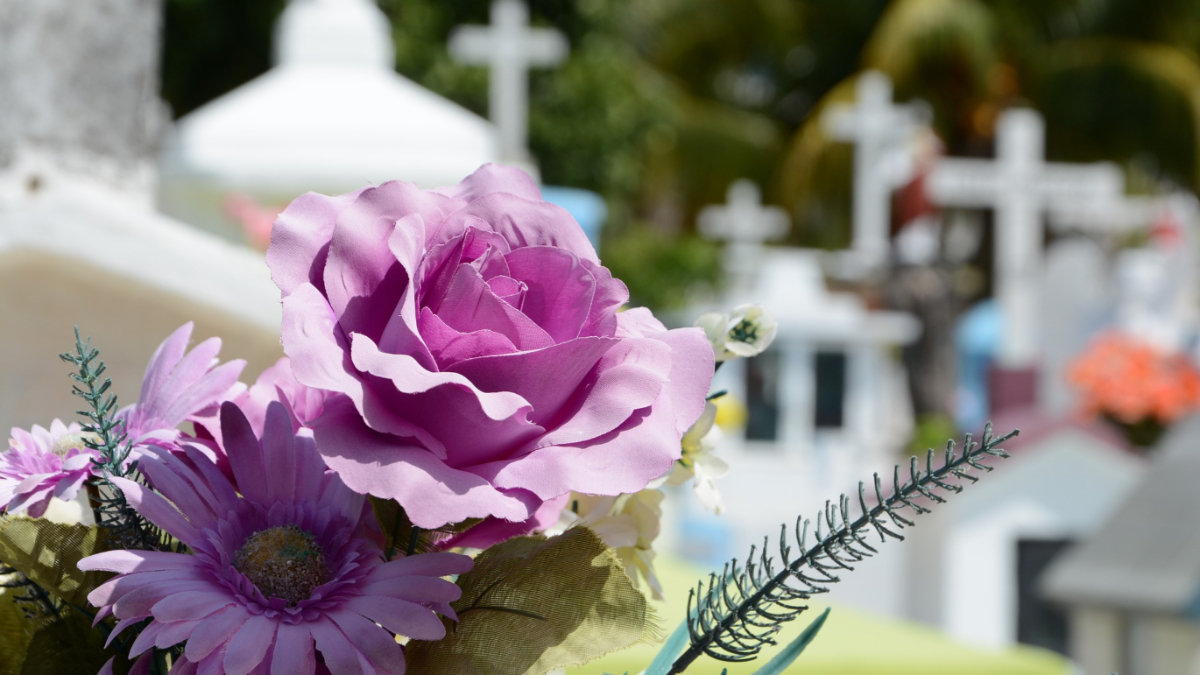 Flowers at a cemetery.