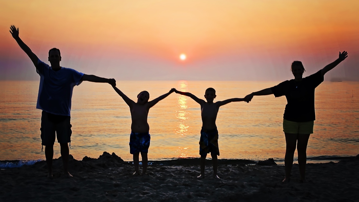 Family at beach