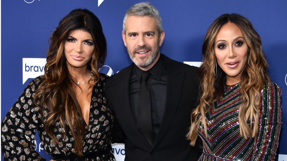Teresa Giudice, Andy Cohen, and Melissa Gorga.