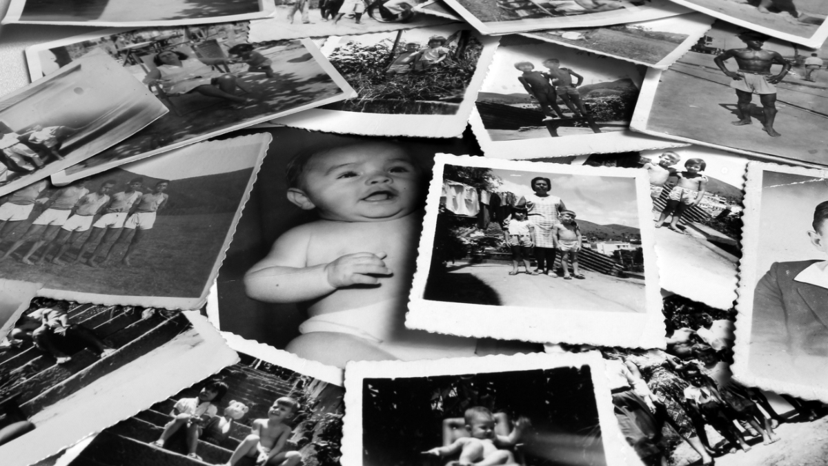 Black and white photos.