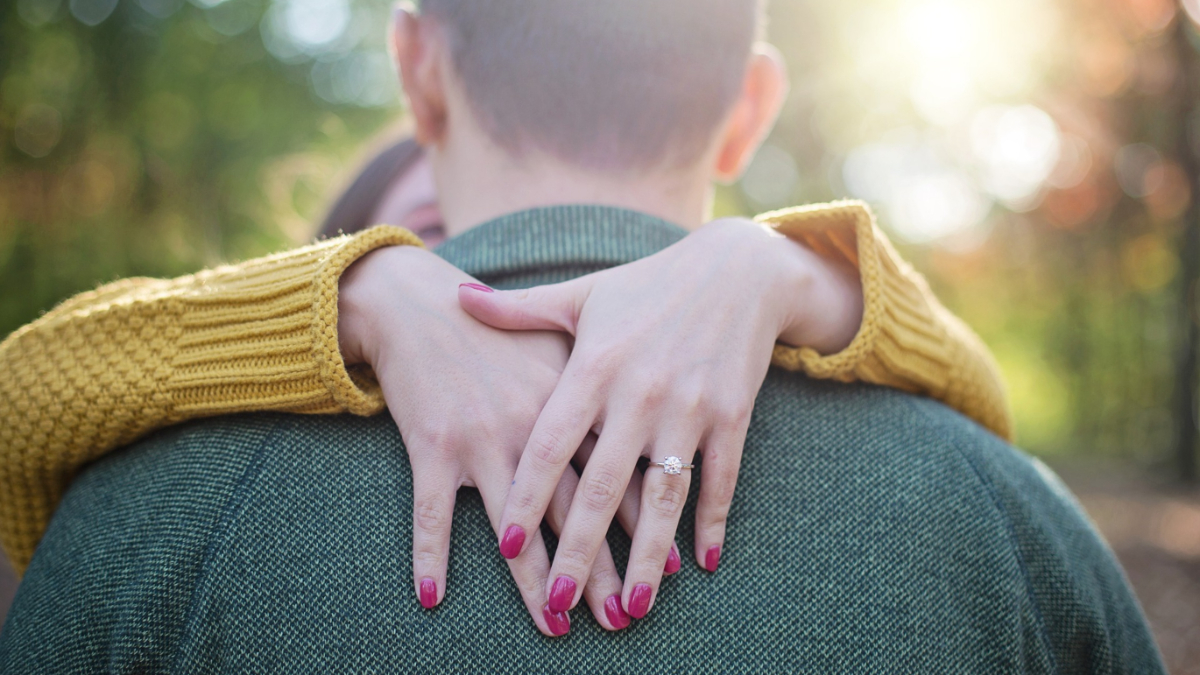 An engaged couple.