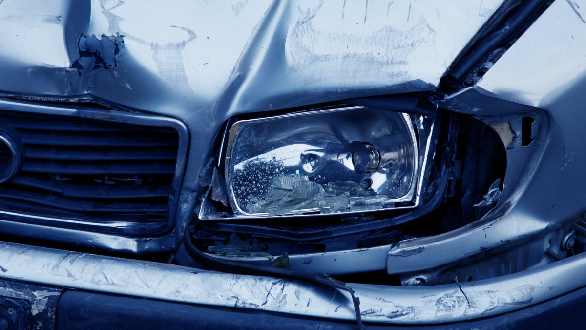 Car with broken headlight.
