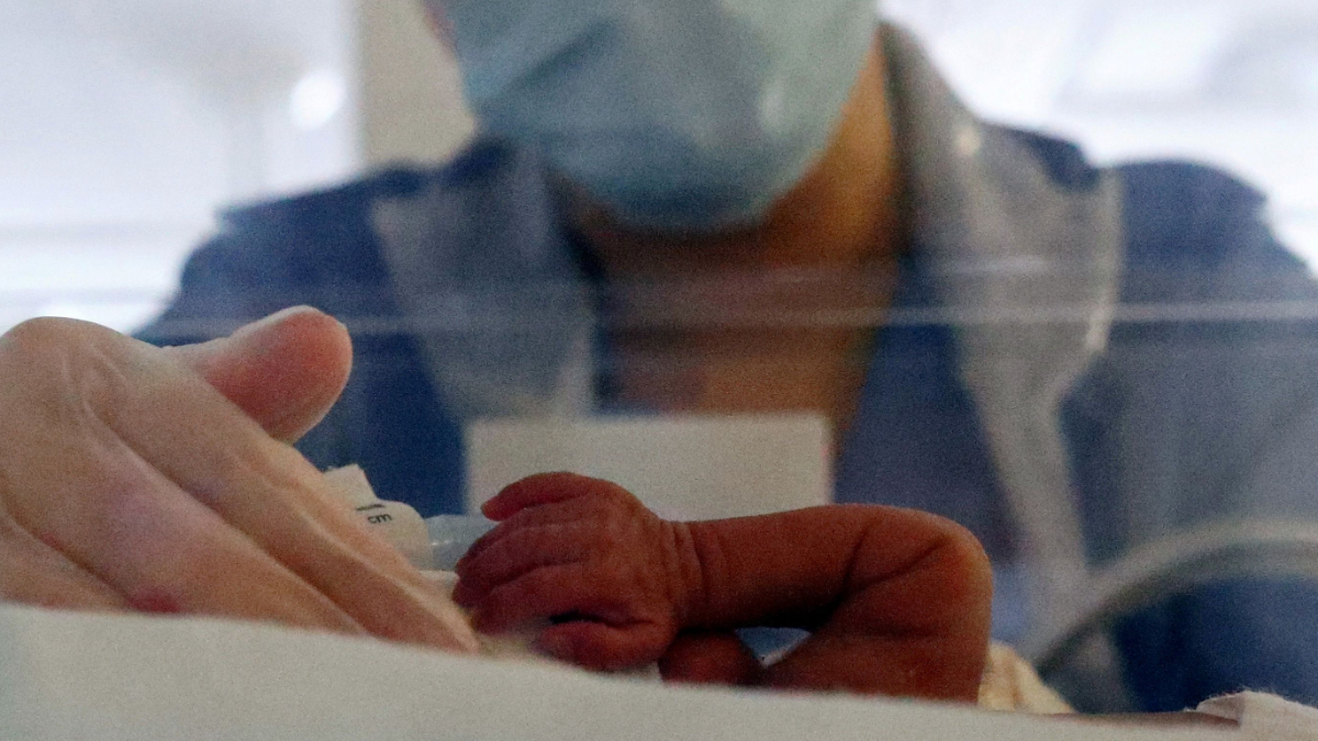 A premature baby.