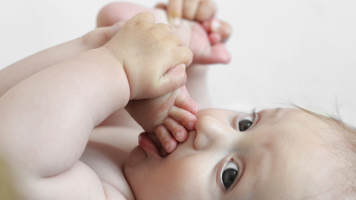 Baby plays