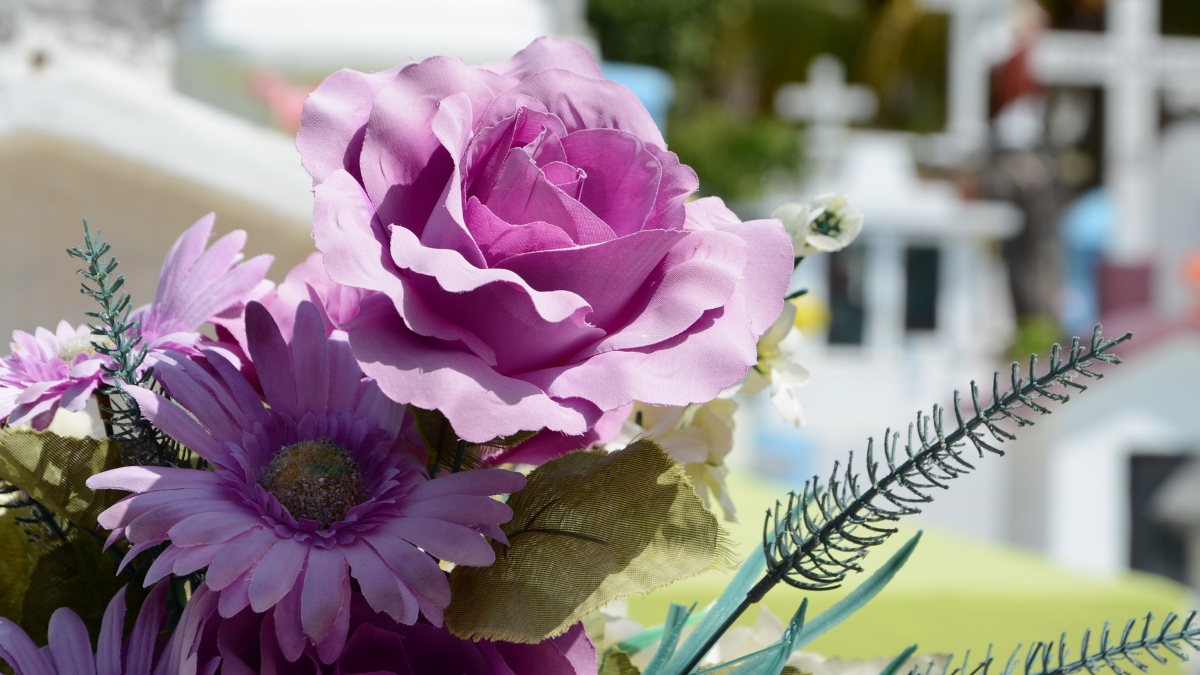 Flowers at cemetery