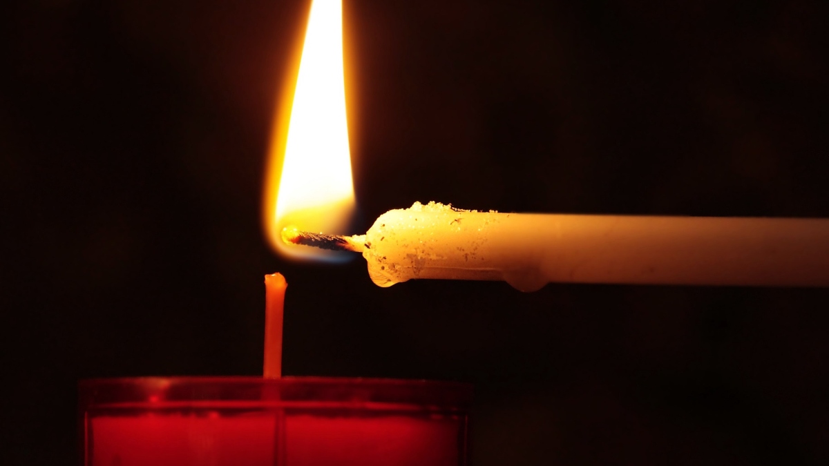 Lit candle
