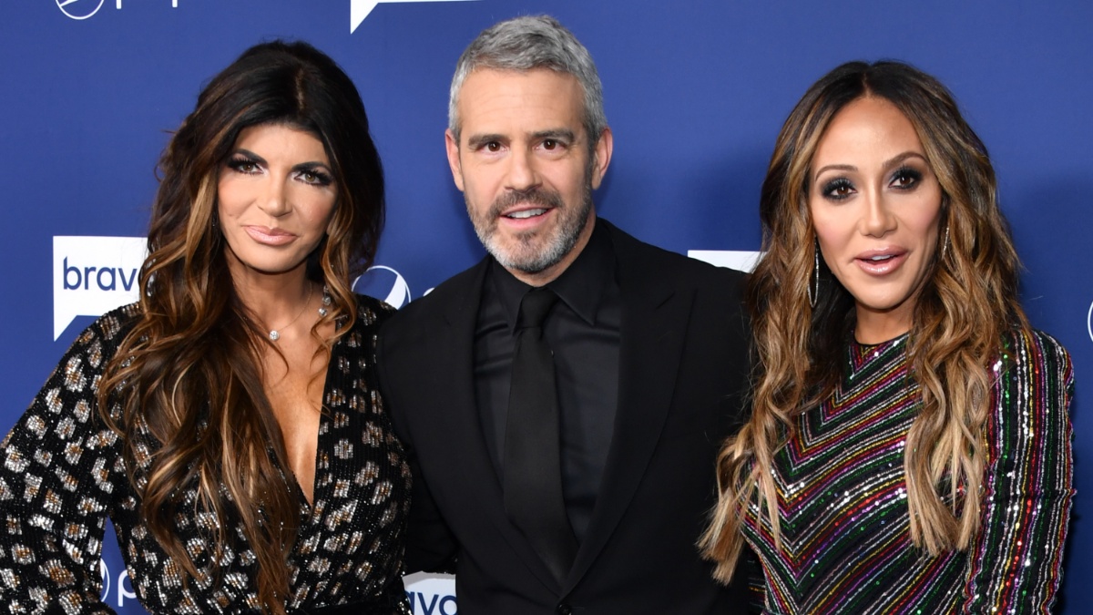 Teresa Giudice, Andy Cohen, and Melissa Gorga.