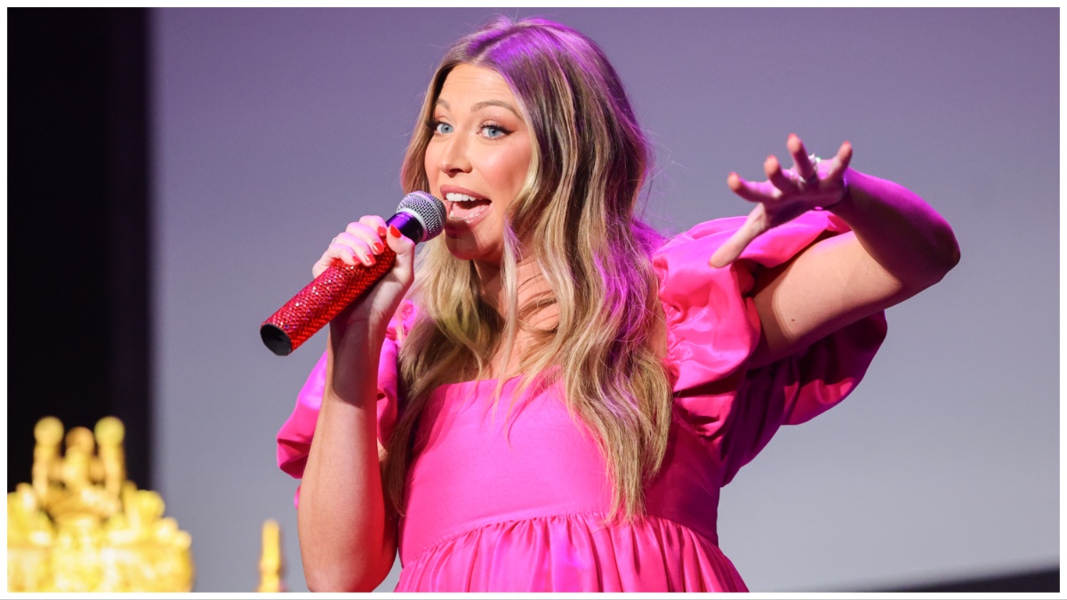 Stassi Schroeder hosts a live podcast episode.