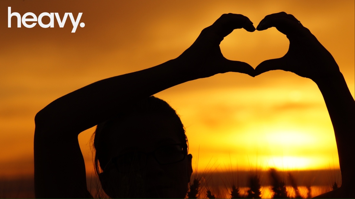 Hand Heart Sunset