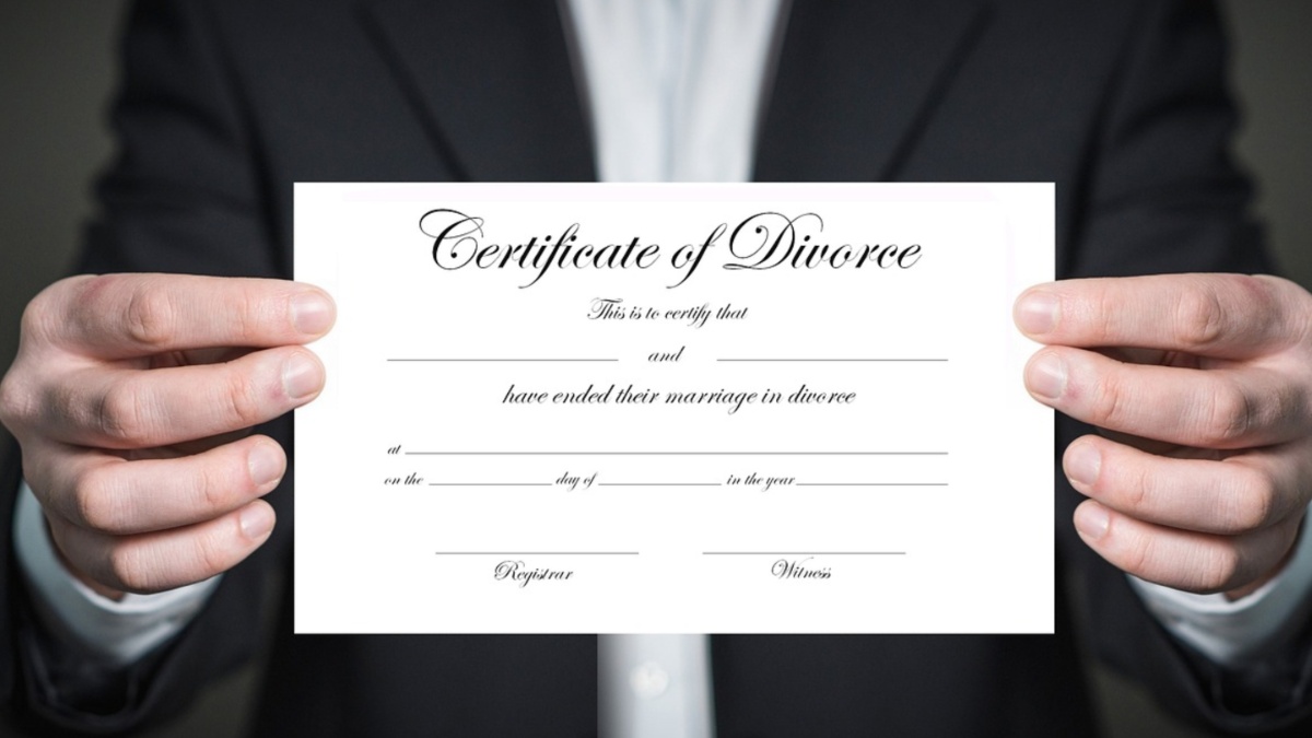 A certificate of divorce.