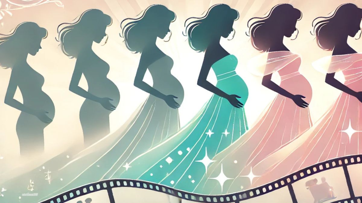 A Hallmark star shared an adorable baby bump progression video.