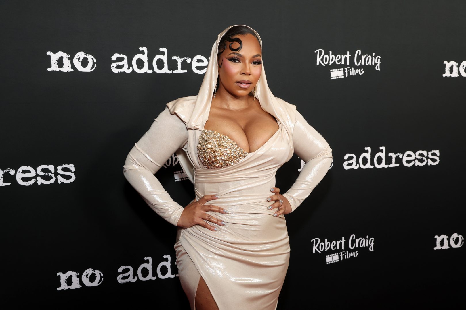 Ashanti at movie premiere