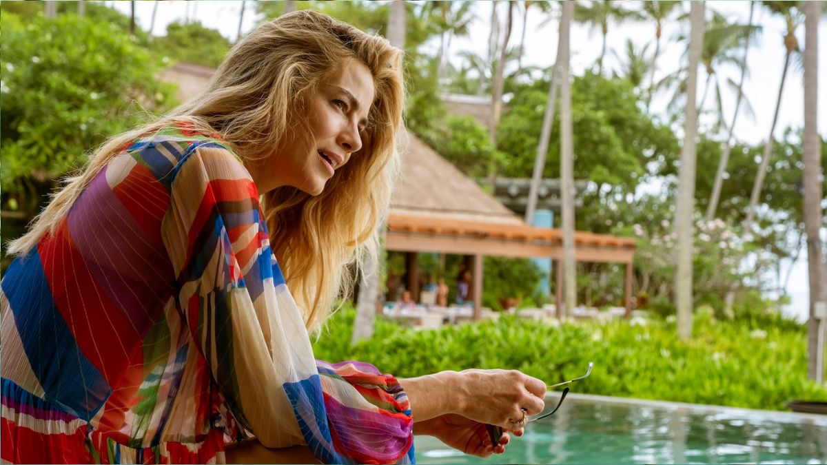 Michelle Monaghan on the set of the White Lotus Season 3 hotel