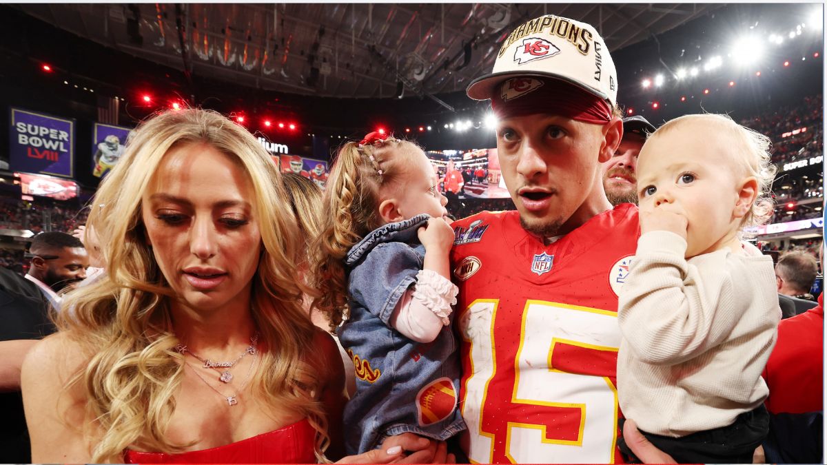 Patrick and Brittany Mahomes with their children Sterling and Bronze.