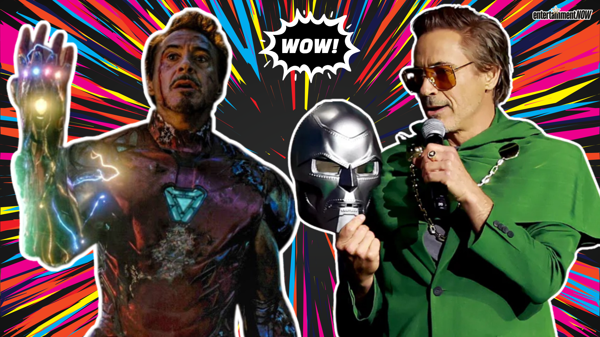 Robert Downey Jr as Stark and Doom