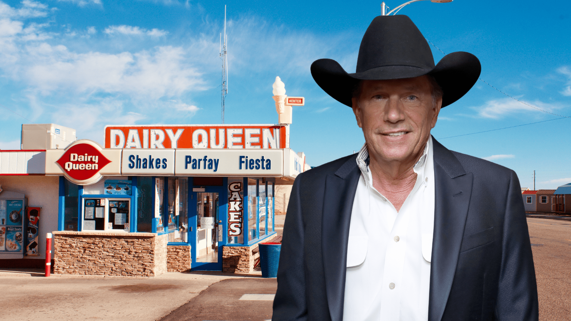 George Strait standing in front of a Dairy Queen