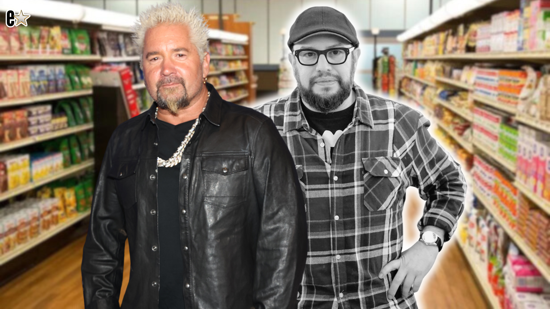 Guy Fieri and Carl Ruiz on Guy's Grocery Games Set