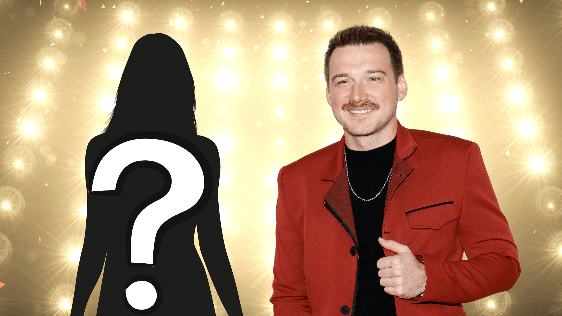 Morgan Wallen stands next to a mystery woman while wearing a red jacket.