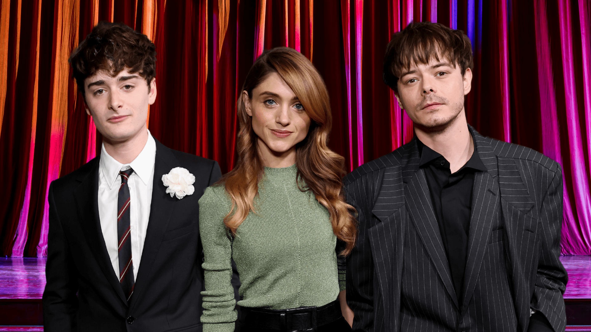 Noah Schnapp, Natalia Dyer, and Charlie Heaton from Stranger Things
