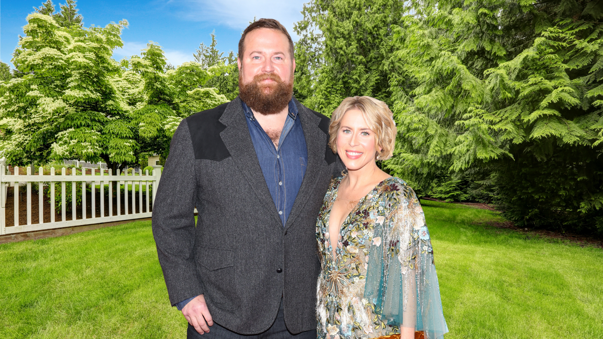 Erin and Ben Napier posing outdoors